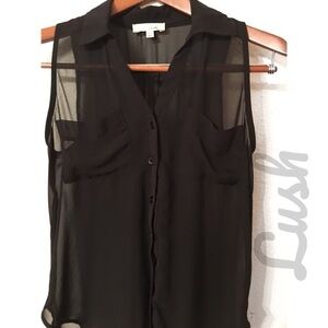 Lush black semi sheer high/low top nwot